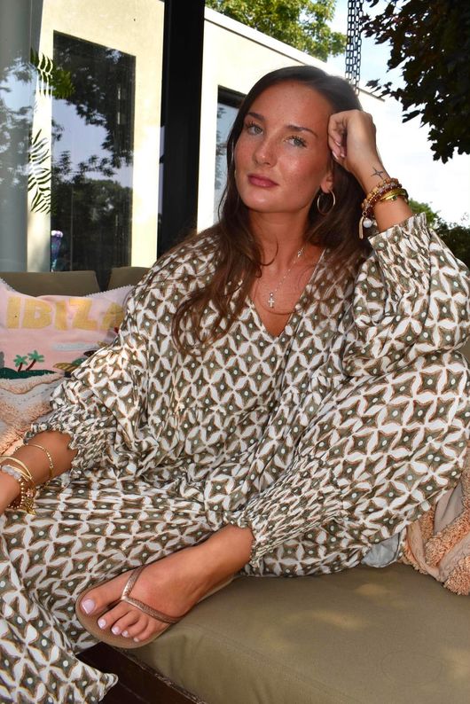 Ren Tiles of Marrakesh Smock Top Khaki